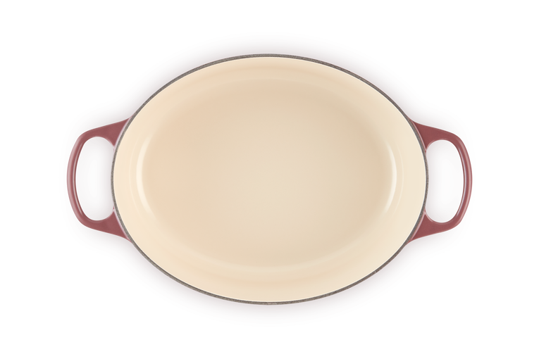 Cocotte ovale en fonte émaillée avec bouton doré